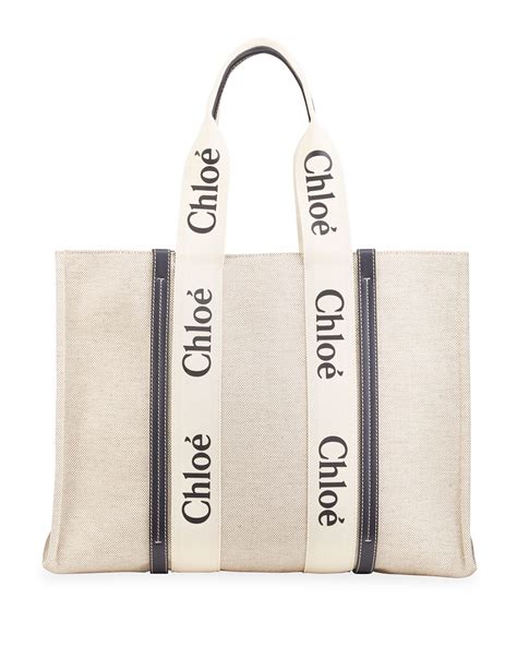 chloe woody small canvas tote|chloé woody large canvas tote.